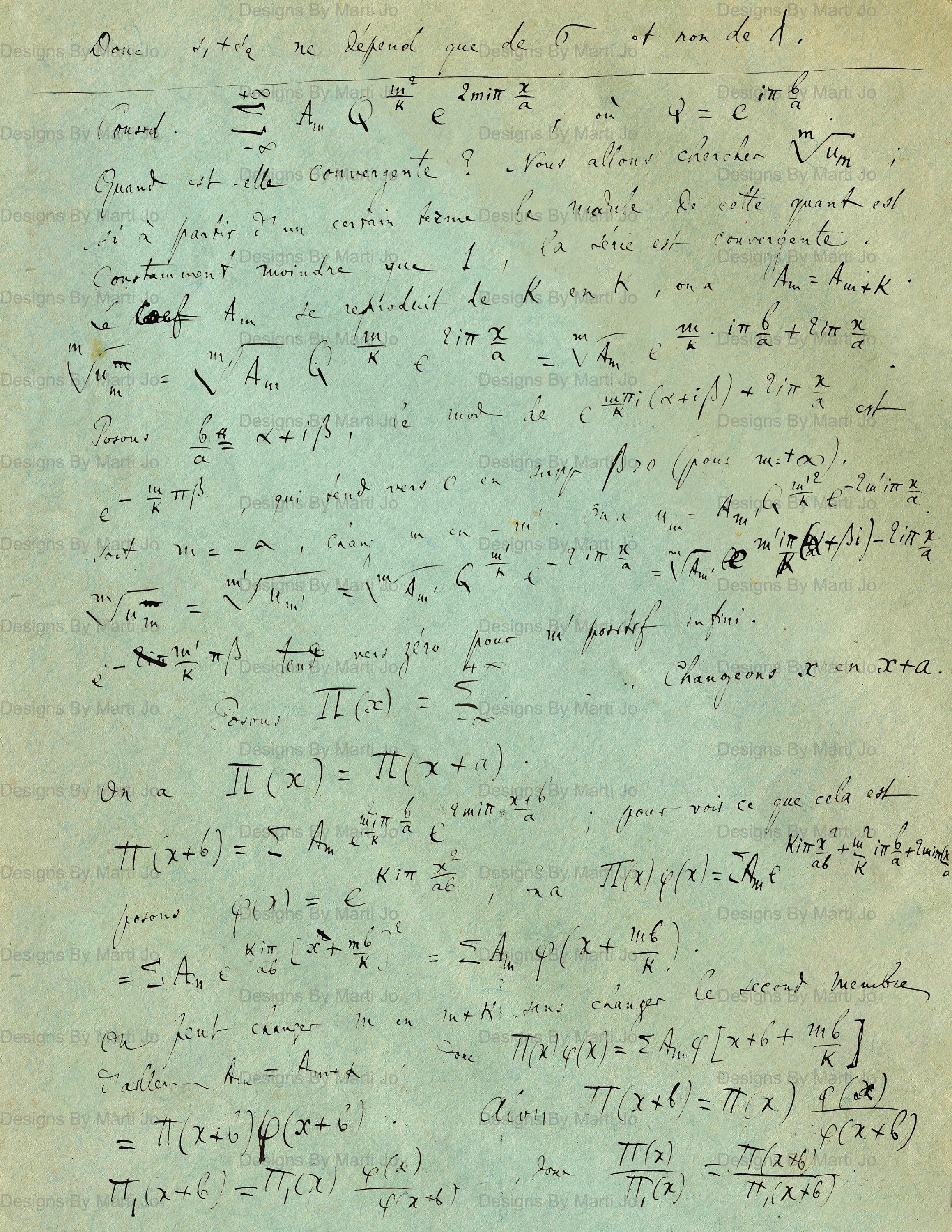 Math Formulas French Vintage French Math Notes Overlays | 10 Mathematics Formulas Junk ...