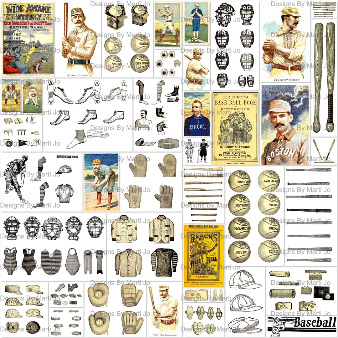 Printable Vintage Baseball Images Antique Baseball Clipart Instant ...