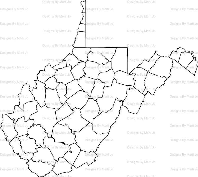 Printable West Virginia Map Printable WV County Map Digital Download