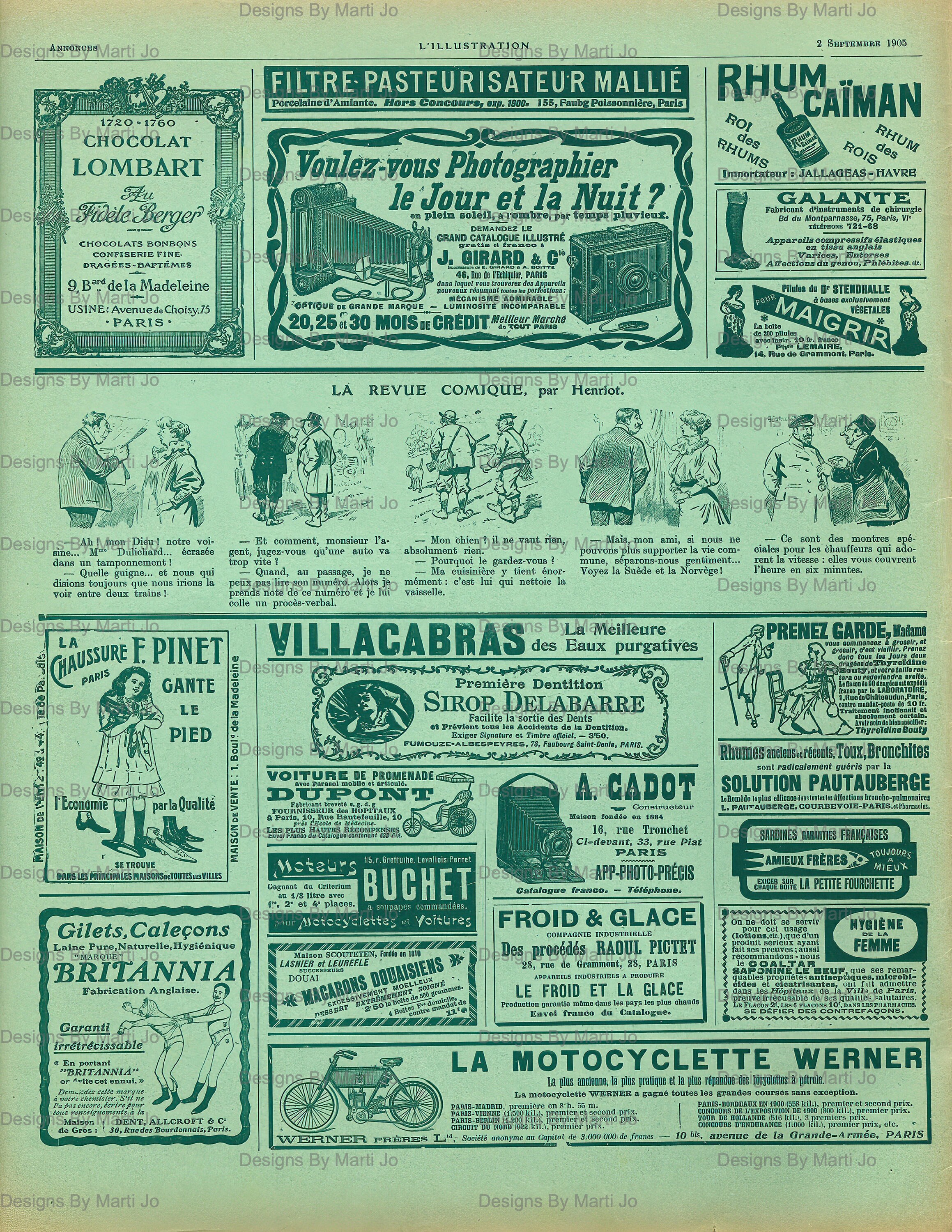 Vintage French Ads Paper Set | 12 Colorful Vintage French ...