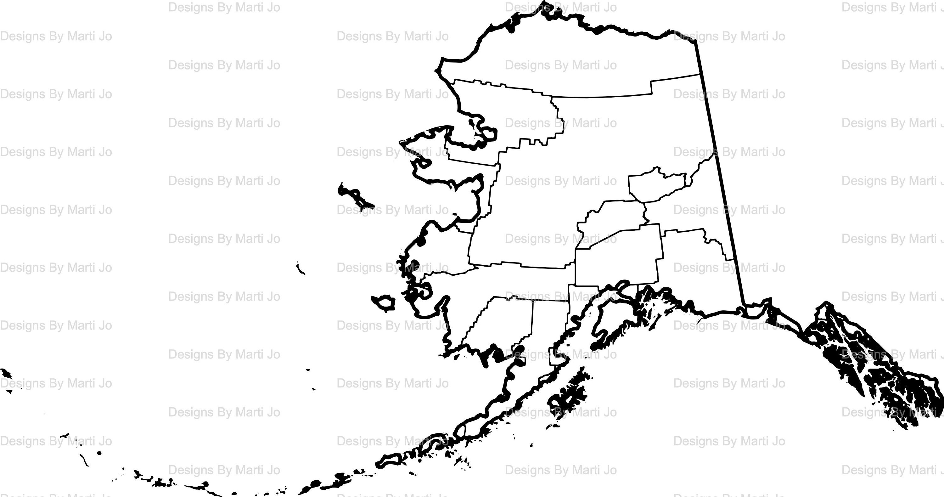 Printable Alaska Map Printable AK County Map Digital Etsy