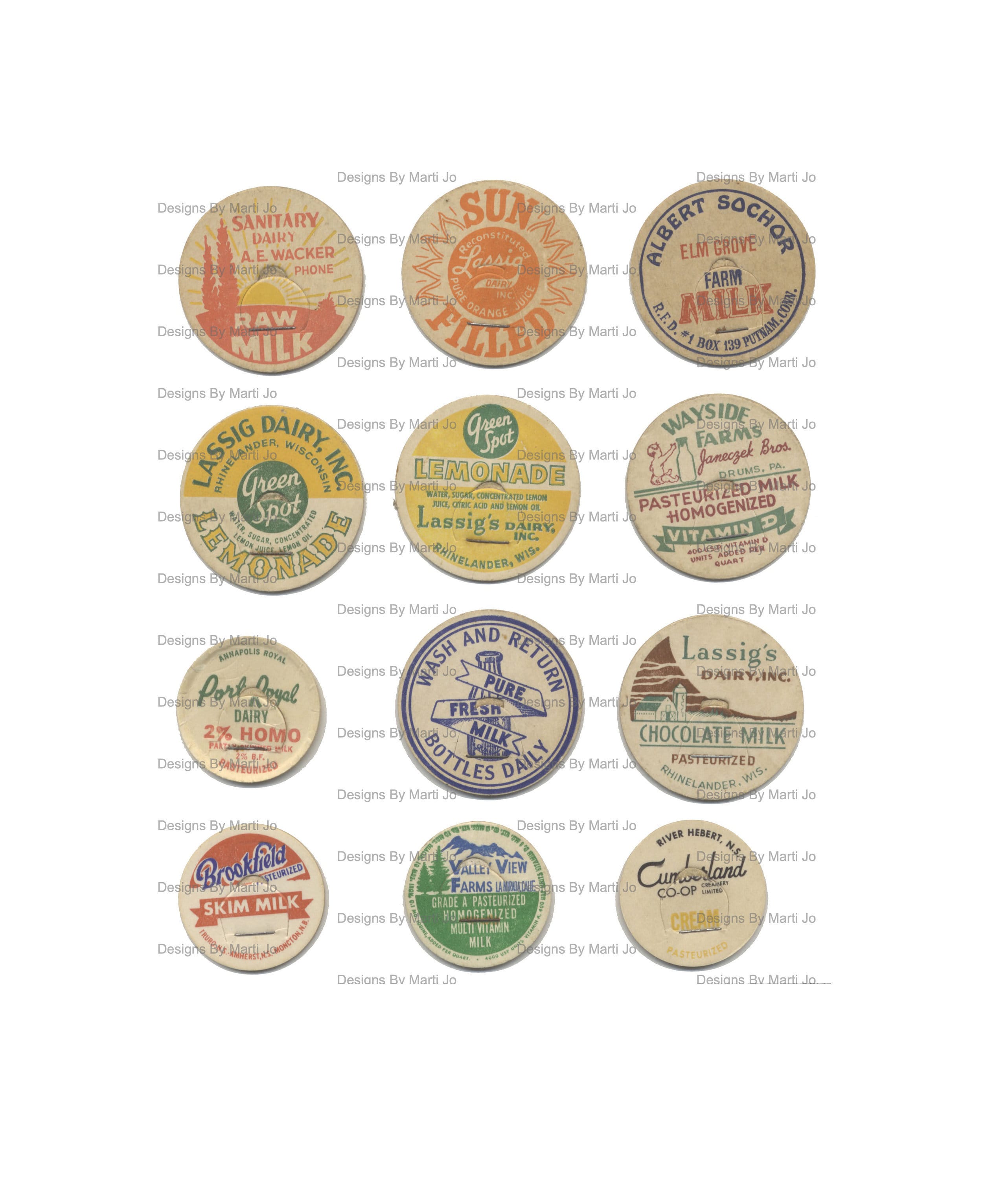 12 Vintage Bottle Caps Printable Bottle Caps Clipart - Etsy