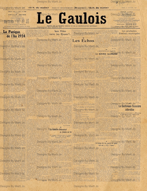 古いフランスの新聞オーバーレイ セット 1 | 10 枚のビンテージ透明