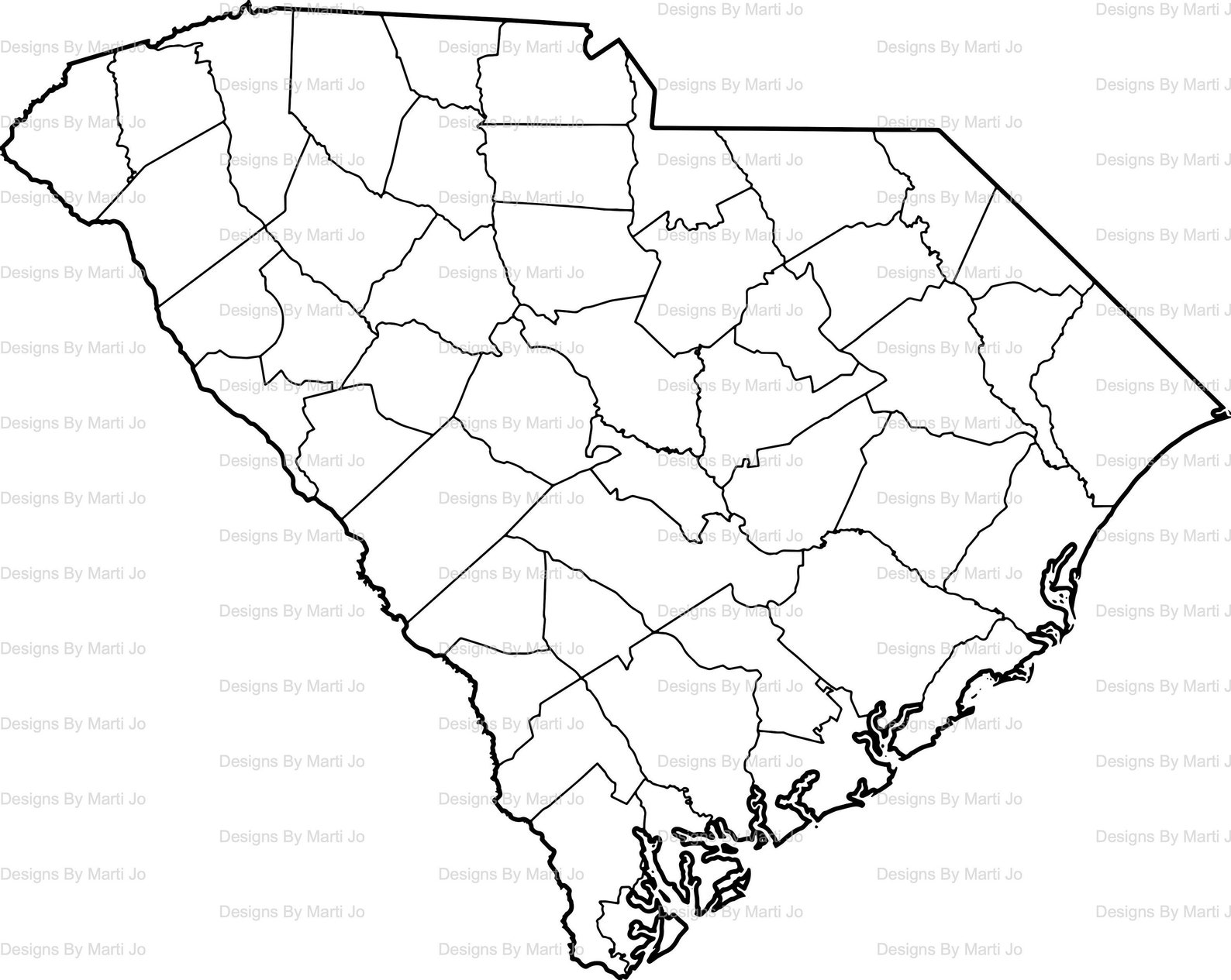 Printable South Carolina Map Printable SC County Map Digital Download