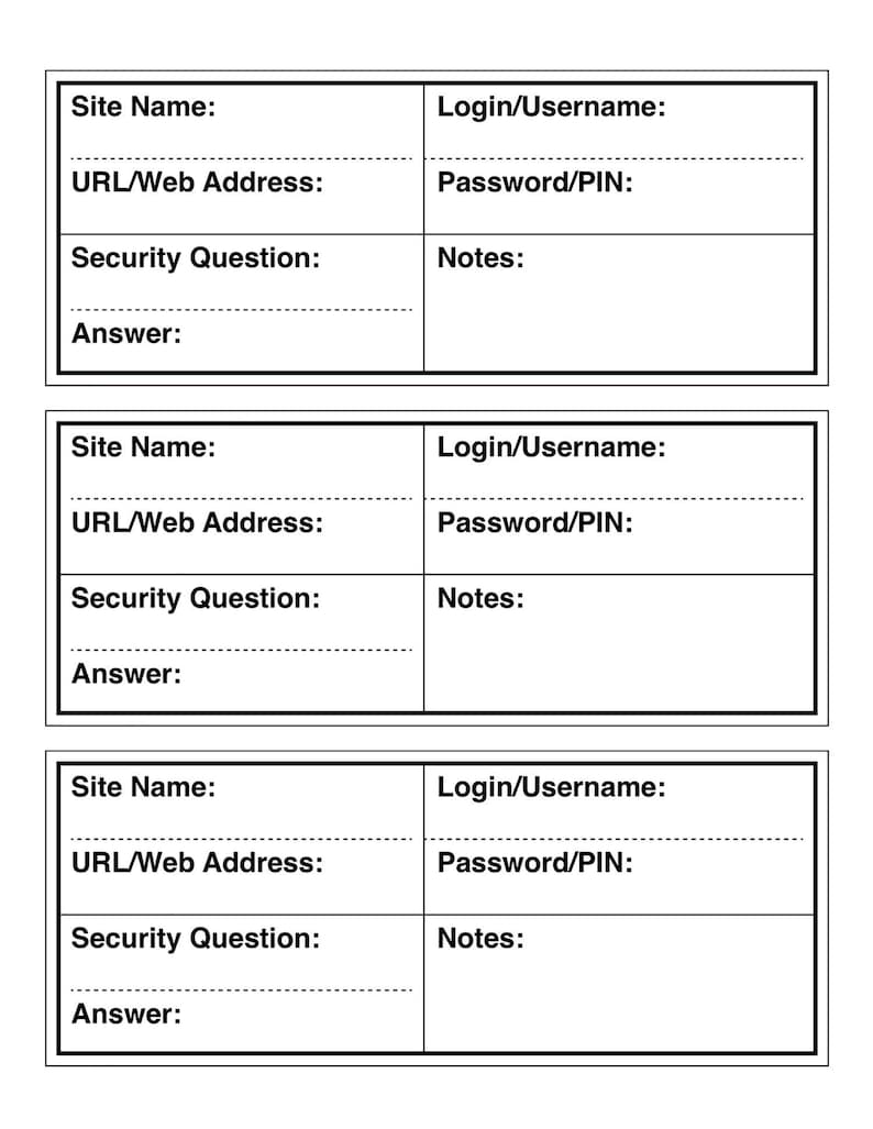 Storstilad lösenordsorganisatör för internet: Digital nedladdning i PDF-format för enkel inloggningsspårning | LP3 bild 1
