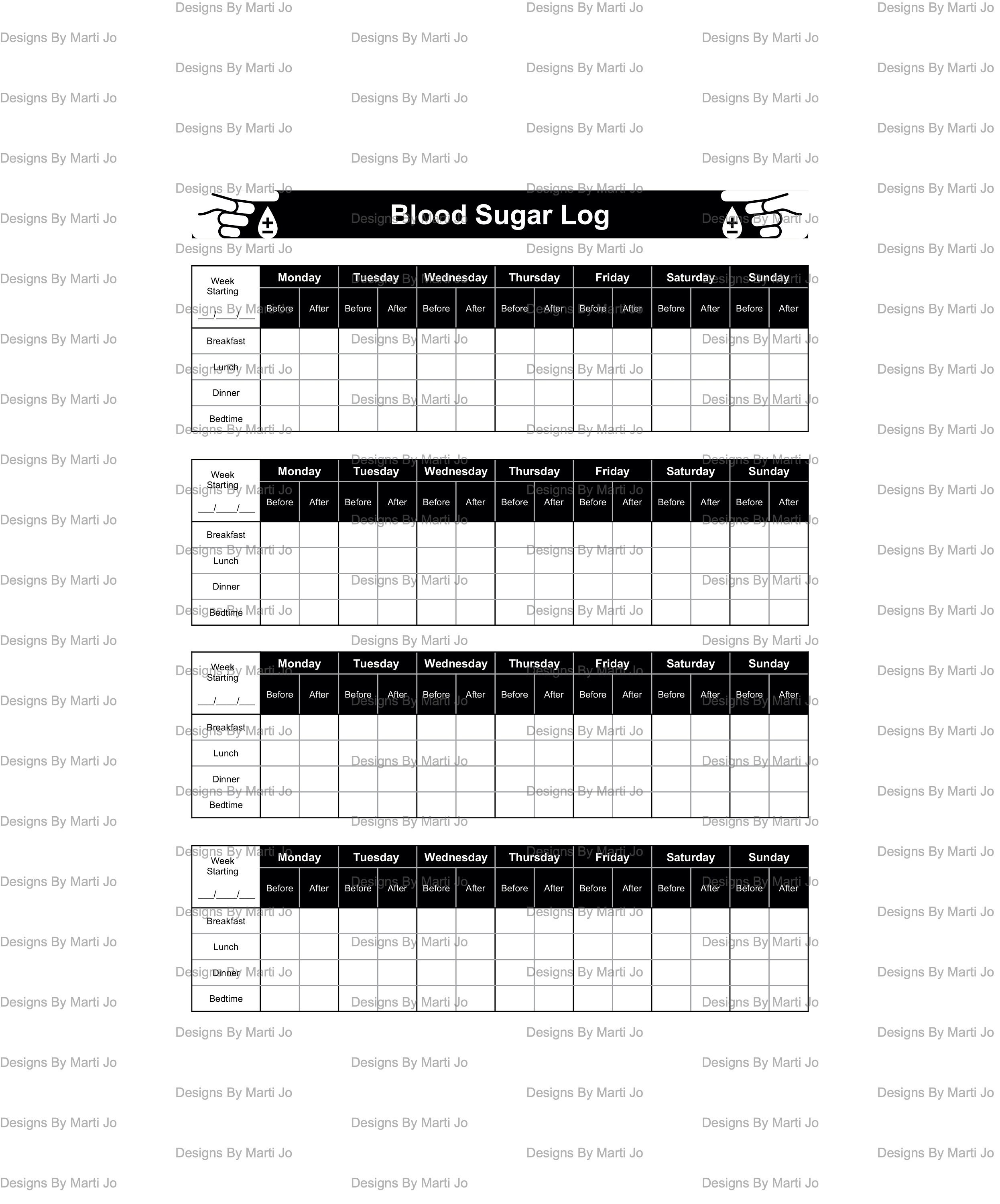diabetes logbook x