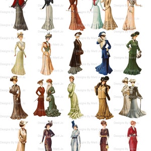 MASSIVE Vintage Fashion Images Super Bundle 160 Printable Antique Women's Fashion Images on 8 ...