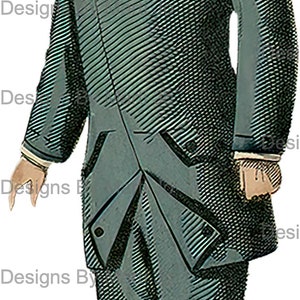 May include: A vintage illustration of a young person wearing a dark blue coat with a black collar, a black cap, red stockings, and brown boots.