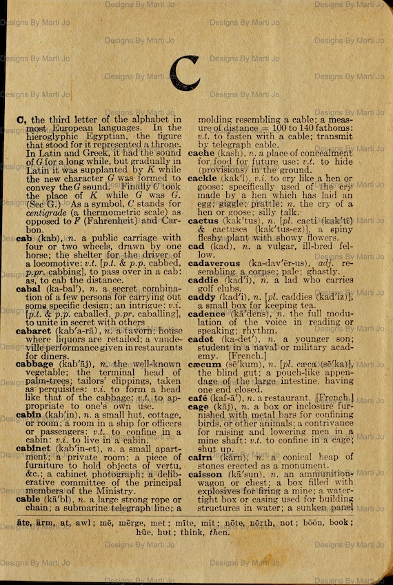Vintage Dictionary Paper Overlay Set 26 Antique Printable.