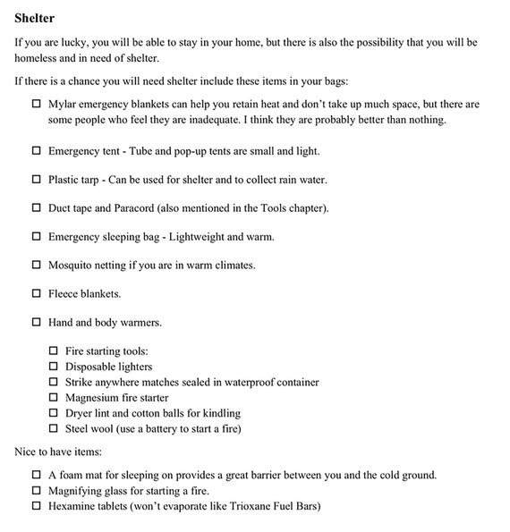 Bug Out Bag Checklist Survival Kit Checklist 72 Hour Kit List