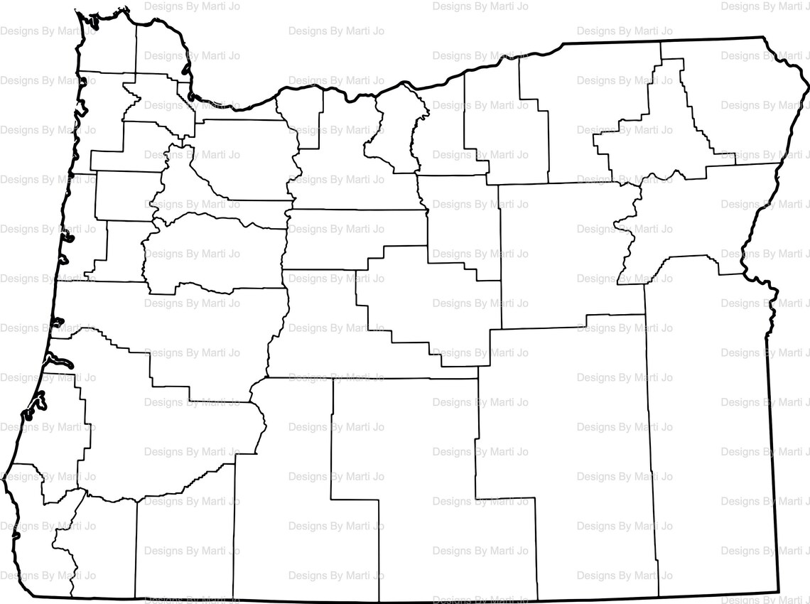 Printable Oregon Map Printable OR County Map Digital | Etsy