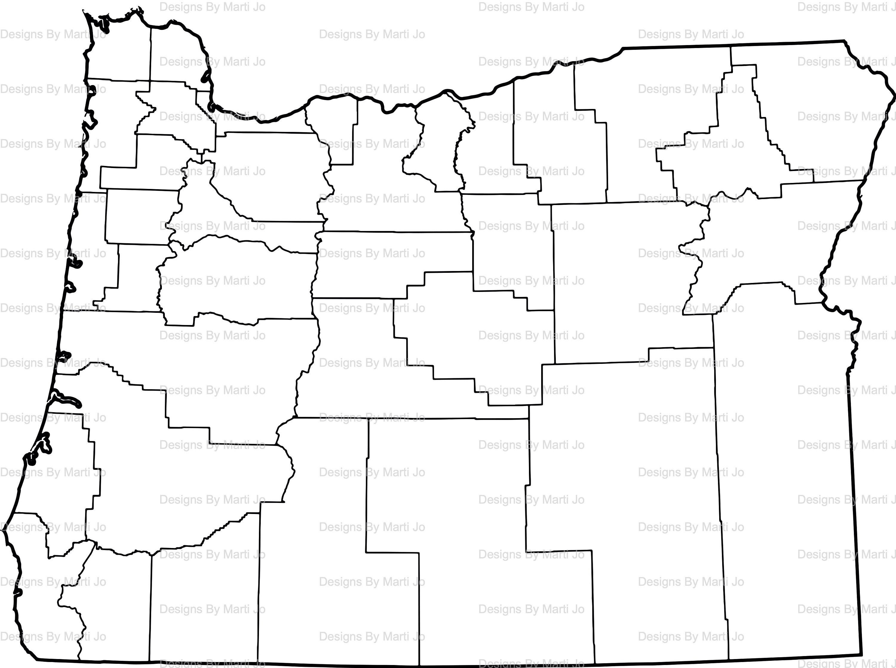 Printable Oregon Map Printable OR County Map Digital | Etsy