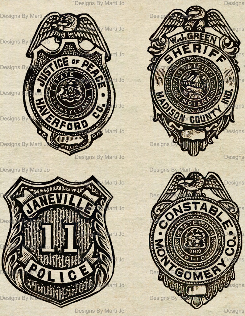 Printable Vintage Police Badges Antique Police Clipart - Etsy