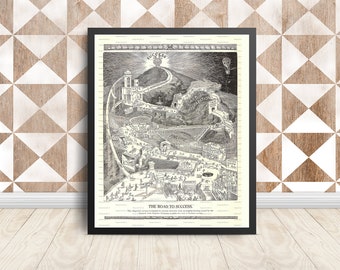 Vintage Road To Success Art Poster | Antique Success Poster | 18 x 24 JPG And PDF Files | Instant Digital Download | VPO17