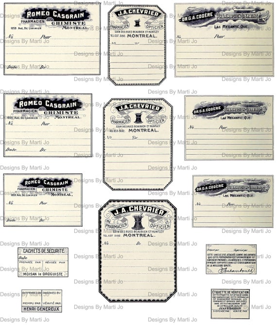 Vintage Pharmacy Prescription Labels | Printable Blank Vintage