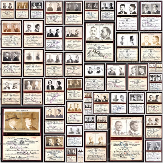 Vintage Federal Agent Identity Cards | 50 Printable Government Photo ID JPGs | Vintage ID Card | BONUS: Two 8.5 x 11 Jpgs/Pdfs (5x5) | TC6