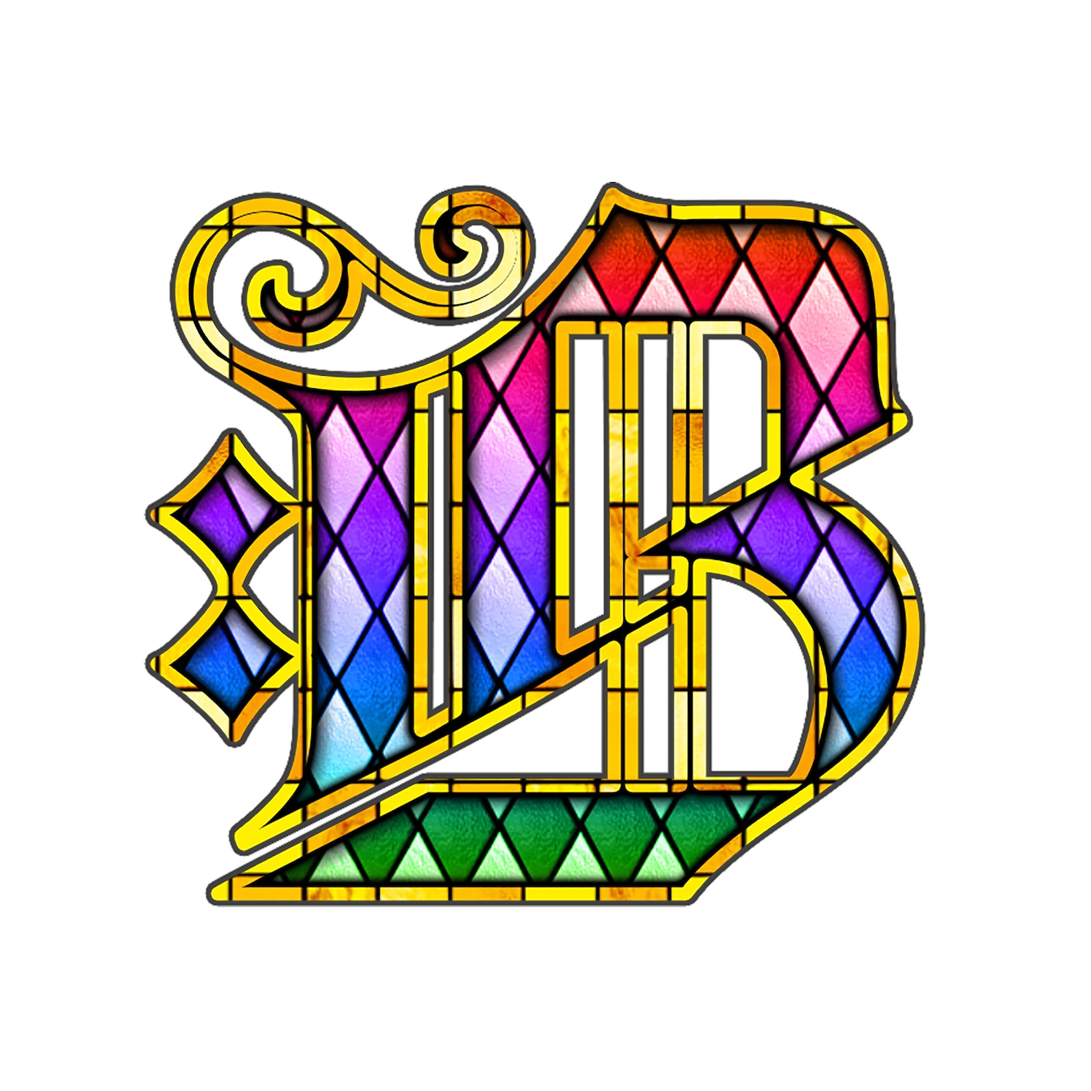 Stained Glass Old English Script Letters Distressed Letters Etsy