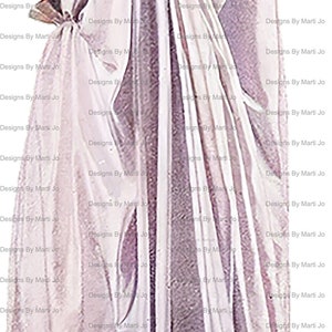 K&ouml;nnte beinhalten: Eine Frau in einem wei&szlig;en Kleid mit einem rosa-wei&szlig;en Muster. Sie tr&auml;gt schwarze Schuhe mit Abs&auml;tzen. Das Kleid ist &uuml;ber ihre Schultern drapiert und sie geht vom Betrachter weg.