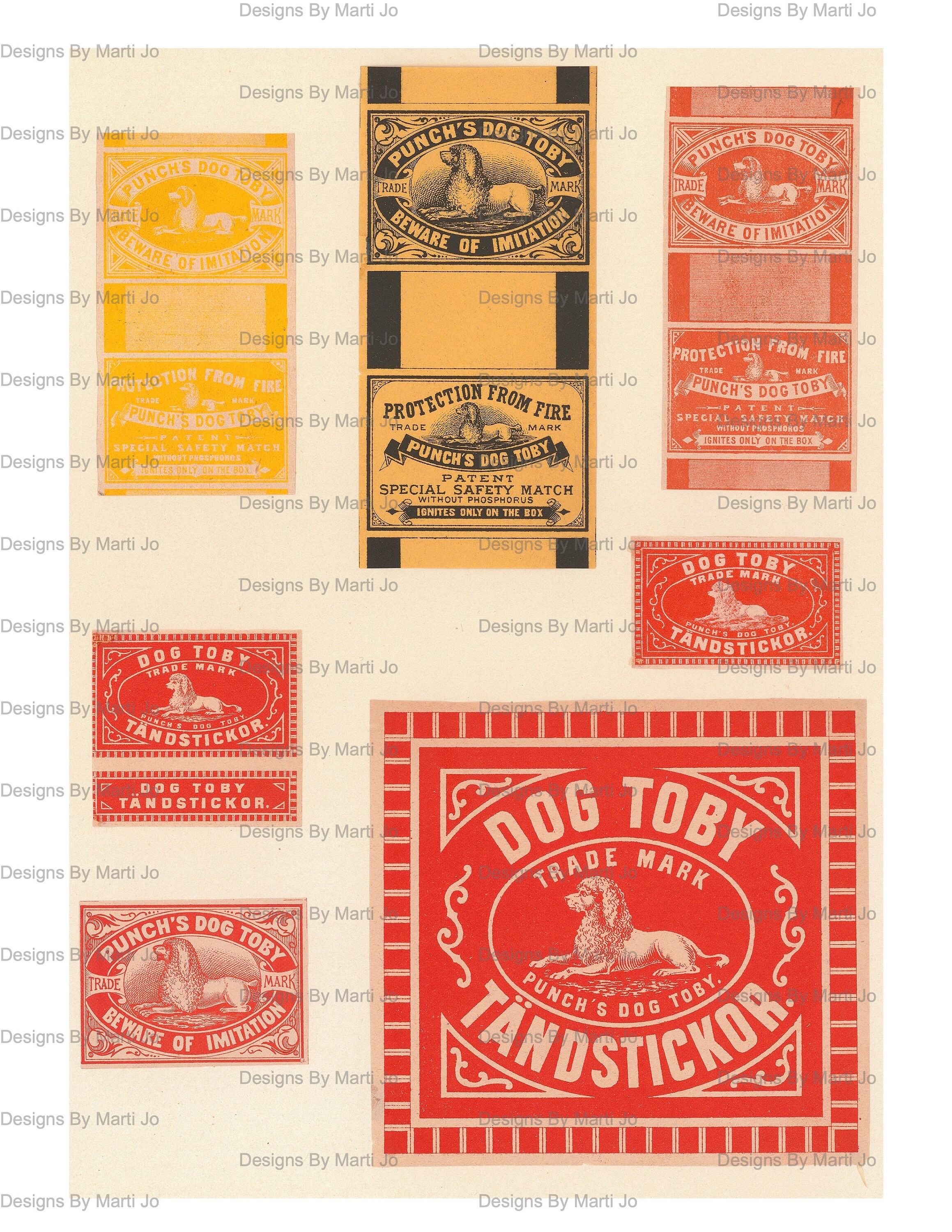 Rare Match Box Templates | 20 8.5 X 11 Inch Antique Swedish