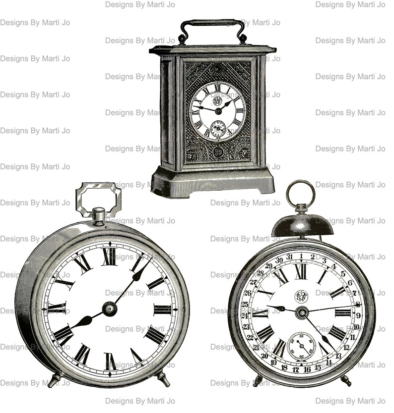 Vintage Clocks Antique Clock Clipart Instant Download Etsy
