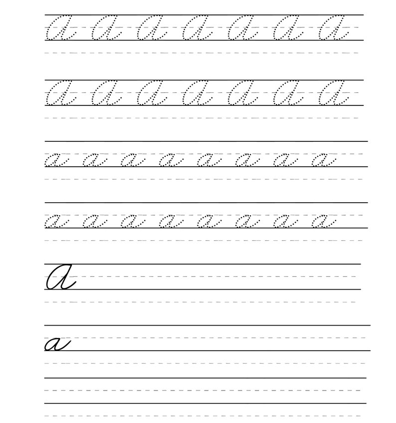 Cursive Writing Practice Tracing Pages Printable Cursive - Etsy