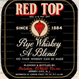 Red Top Rye Vintage Whiskey Labels Set 3 | 50 Digital Old Whiskey Labels | BONUS ...