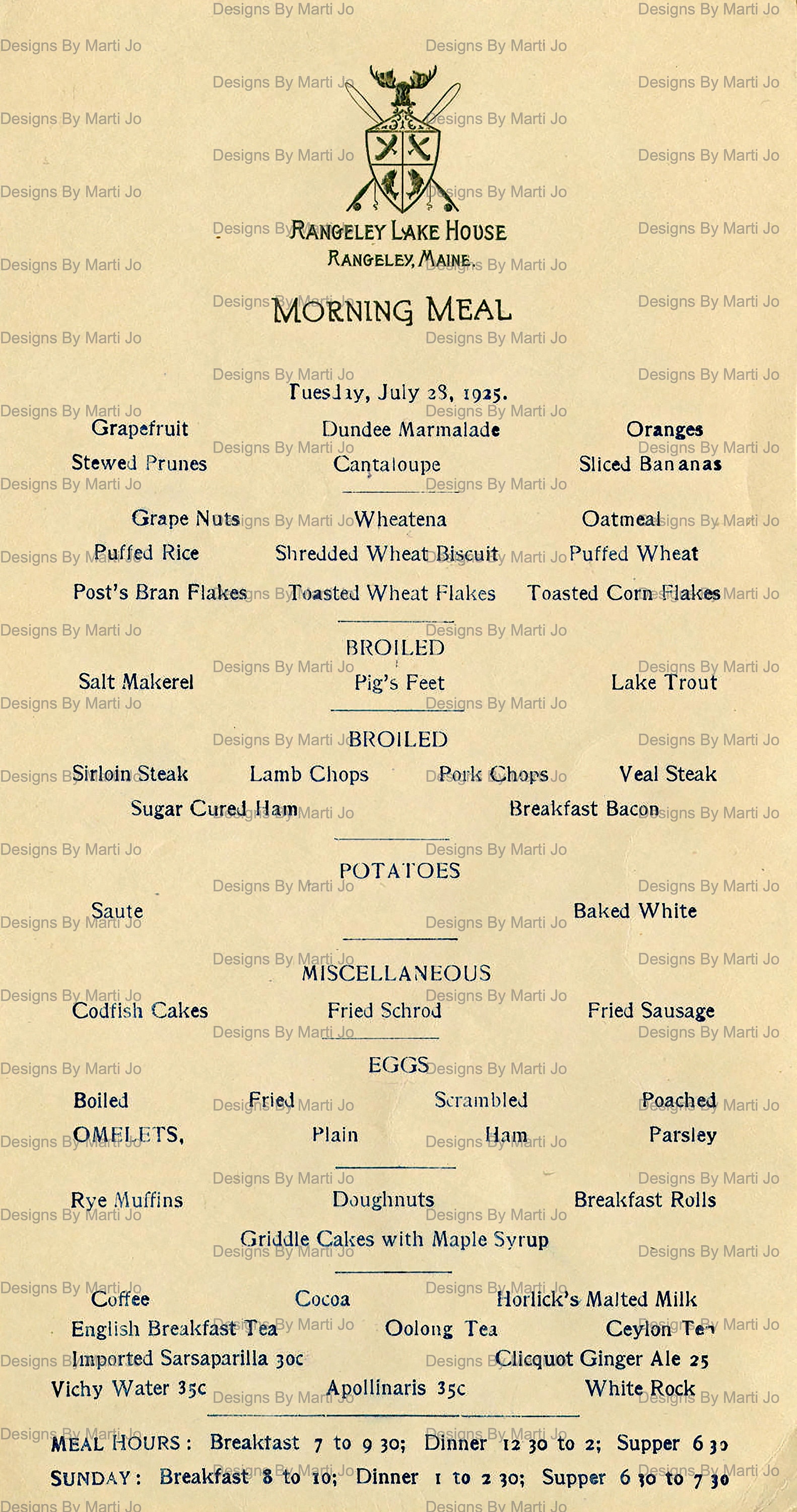 Vintage 1920s Restaurant Menus Bundle | Printable Ephemera Pack ...