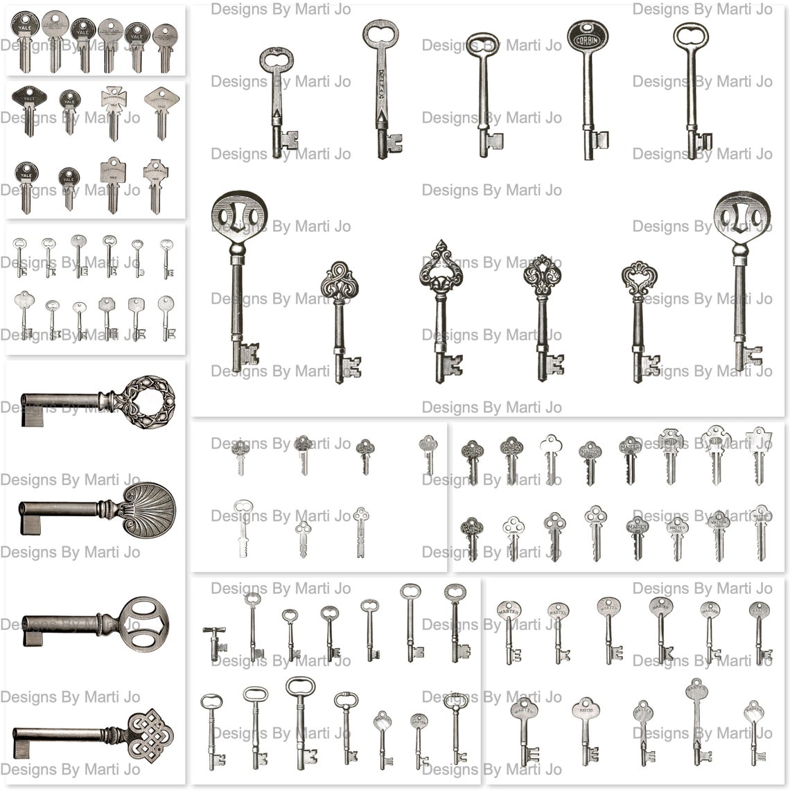 Printable Vintage Keys Vintage Key Clipart Instant - Etsy