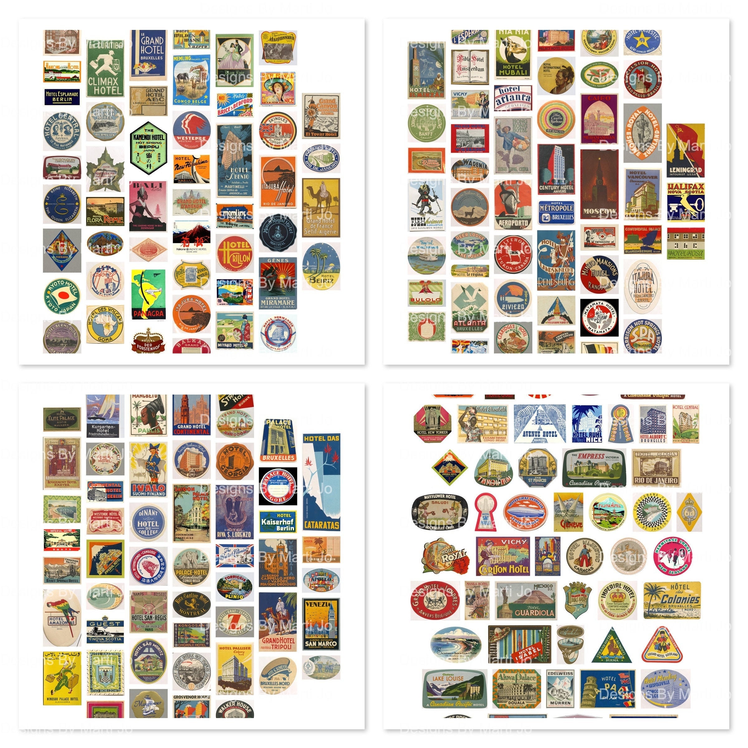 Printable Miniature Vintage Luggage Labels Super Bundle 200 - Etsy