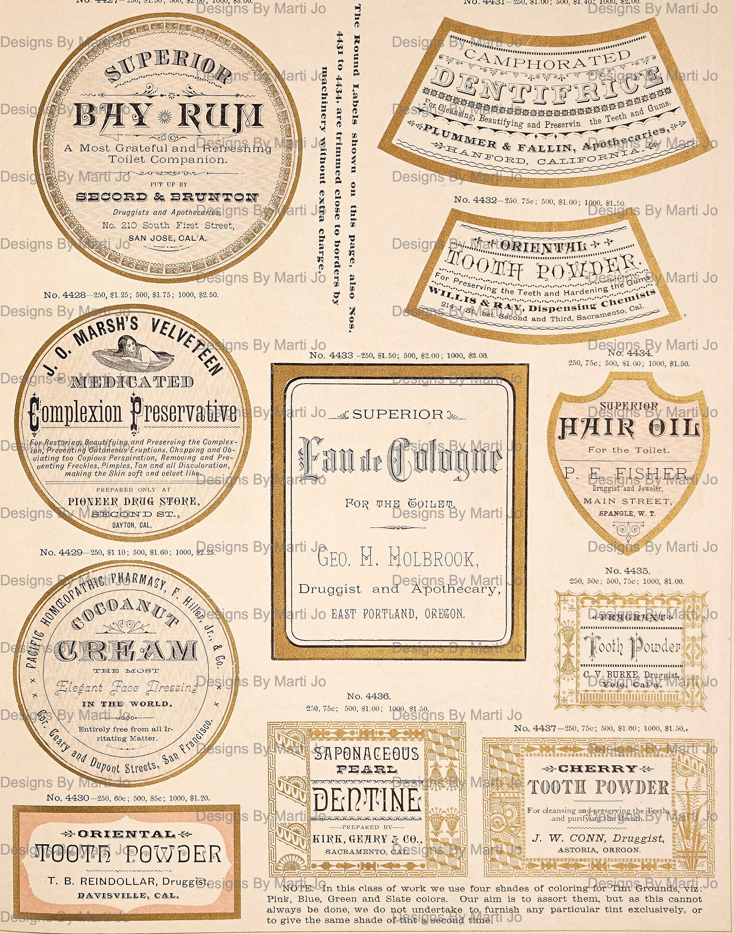 「綿画紙」 アルバーンノックス4点セット 10 Vintage Apothecary Label Sheets Set 4 | Printable Digital