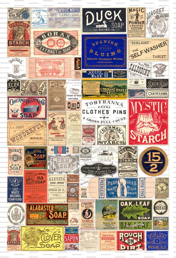 71 Individual Vintage Laundry Soap Labels Printable Laundry | Etsy