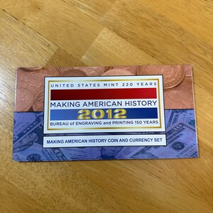 2012 US Mint Making American History Coin and Currency Set