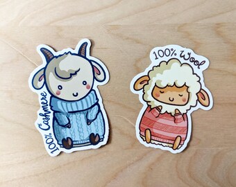 2.5" Wool Sheep & Cashmere Goat Vinyl Stickers