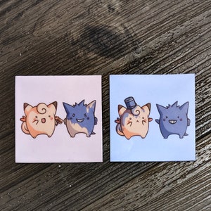 2" Clefable en Gengar Vinyl Sticker Set
