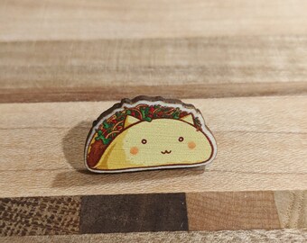 1" Tacocat Wooden Pin (Matte Finish)