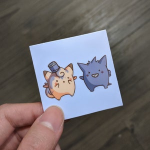 2 Clefable and Gengar Vinyl Sticker Set Purple Sticker