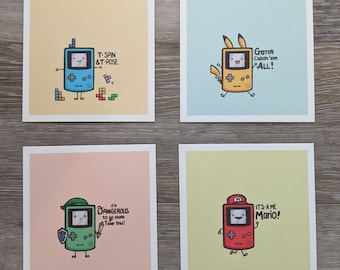 4" x 4" Gameboy Chibis Card Prints