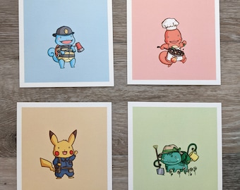 4" x 4" Pokemon at Work Card Prints