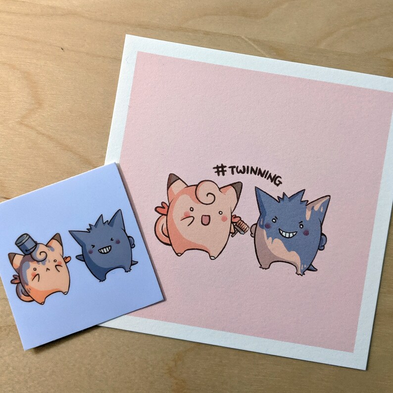 2 Clefable and Gengar Vinyl Sticker Set image 6