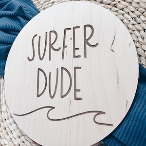 Surfer Dude Baby Decor, Beach Baby Announcement, Gender Reveal Photo Prop, Ocean Theme Room Decor, Wave Sign, Boy Gender Reveal