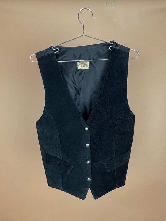 Vintage Black Leather Vest - image 3