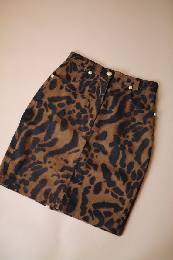Vintage Gianni Versace Leopard Print Skirt