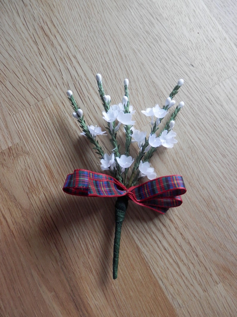 Scottish White heather bridal/wedding/event buttonhole/corsage Etsy