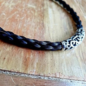 Black Handmade Horse Hair Necklace with Large Stainless Steel Tube Bead. Hypoallergenic. PLEASE READ ENTIRE description for custom purchases