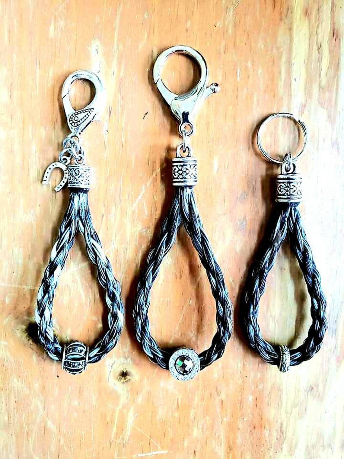 Hand Braided Tear Drop Horse Hair Keychain With Stainless Etsy