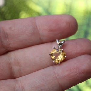 Golden citrine heart sterling silver and 14k gold pendant