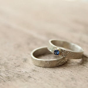 Blue Montana Sapphire sterling silver and 14k gold ring set made to order