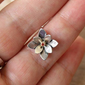Diamant Sterling Silber und 14k Gold Lotus Anhänger