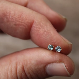 Montana sapphire solid 14k gold or sterling silver stud earrings