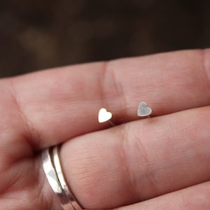Petite heart sterling silver or 14k gold  stud earrings